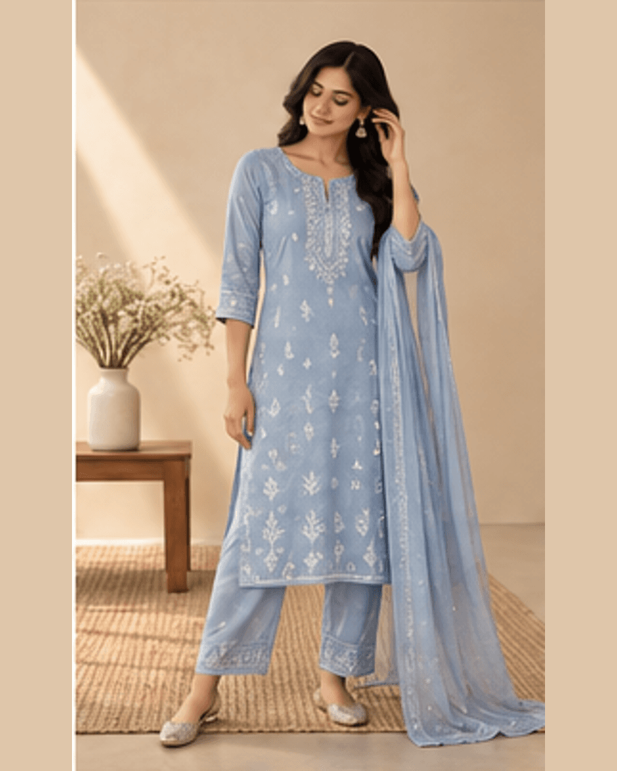 Diya Blue Everyday Kurta front view