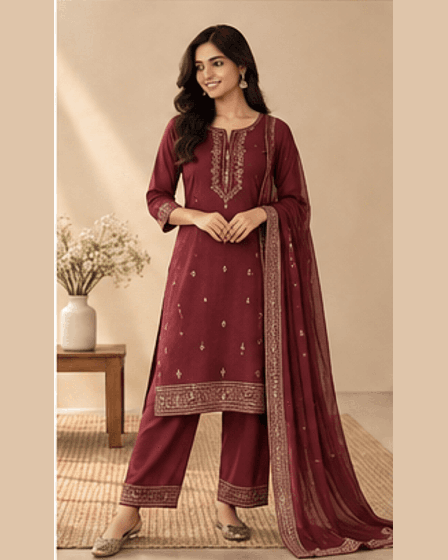 Kiara Wine Festive Kurta Set from HIDI Occasion