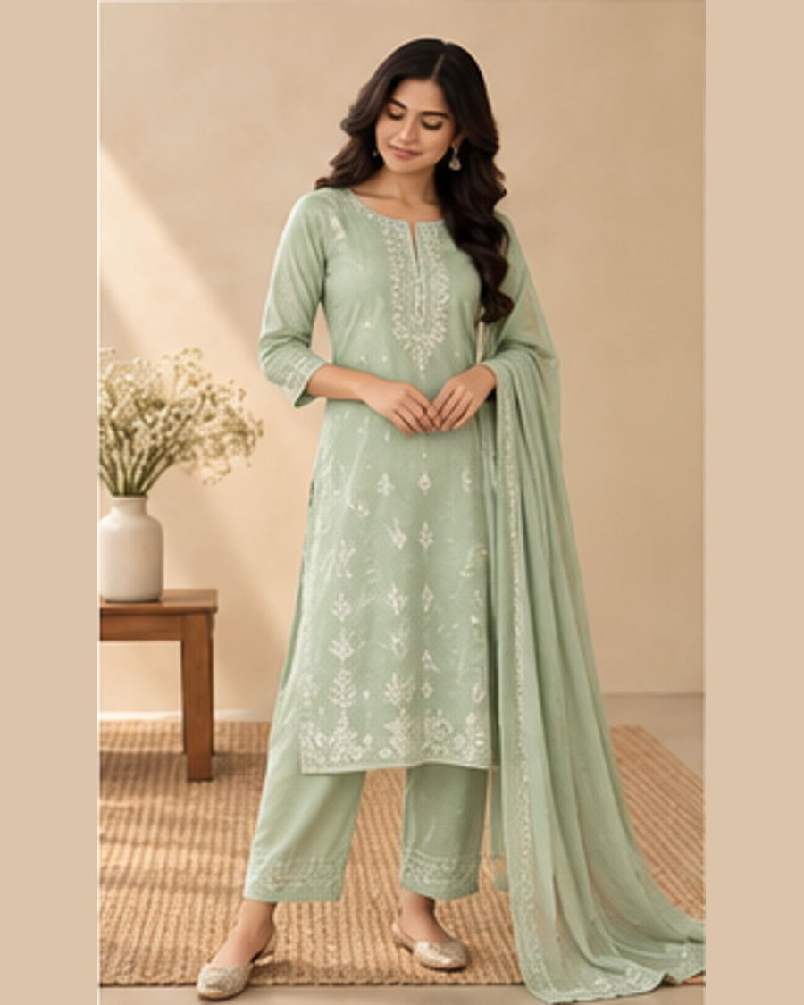 Rhea Mint Daily Kurta front view