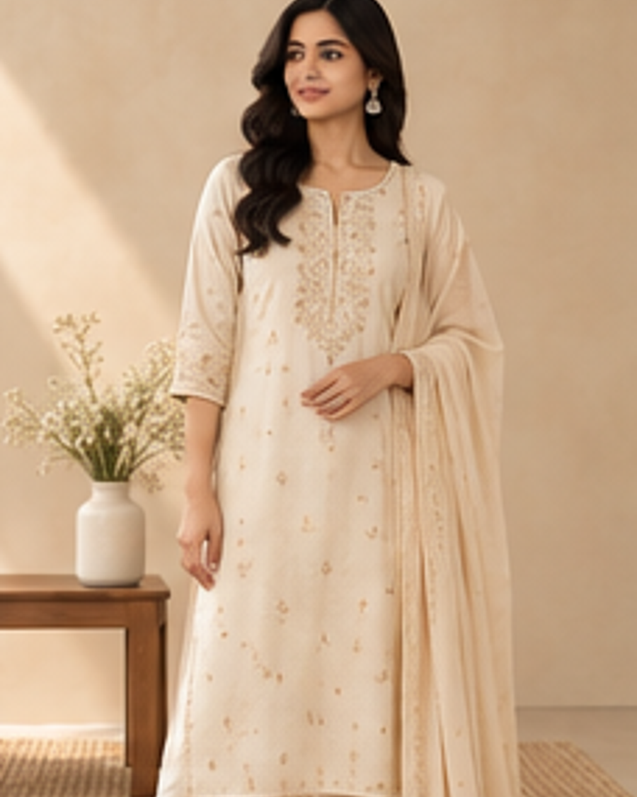 Sana Sand Kurta Set alternate view