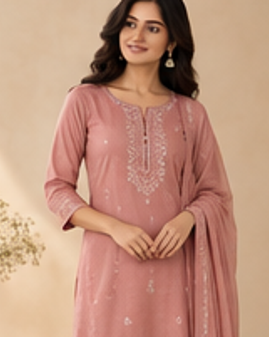 Tara Dusty Rose Straight Kurta fabric and detail view
